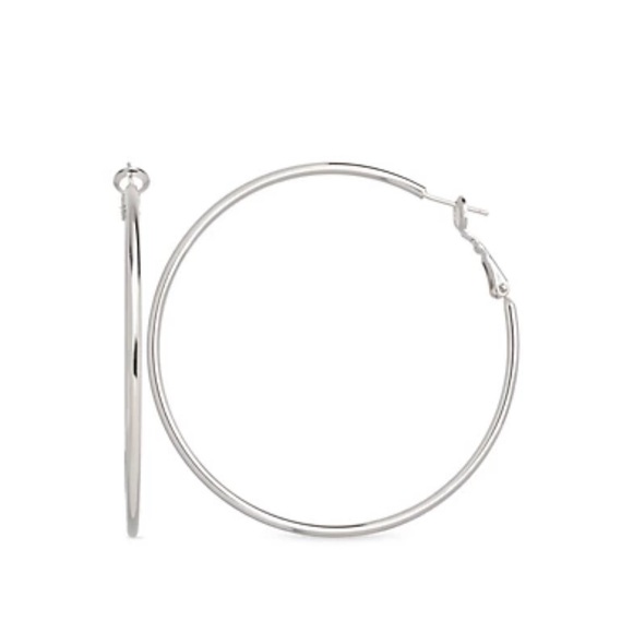 Fine Silver Plated 60MM Round Paddleback Hoop Earring - Picture 4 of 4